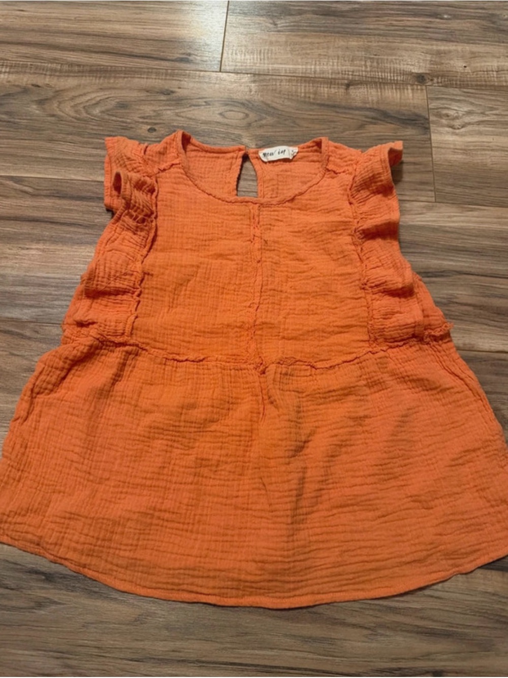 Orange Ruffle Sleeve Gauze Camisole Top